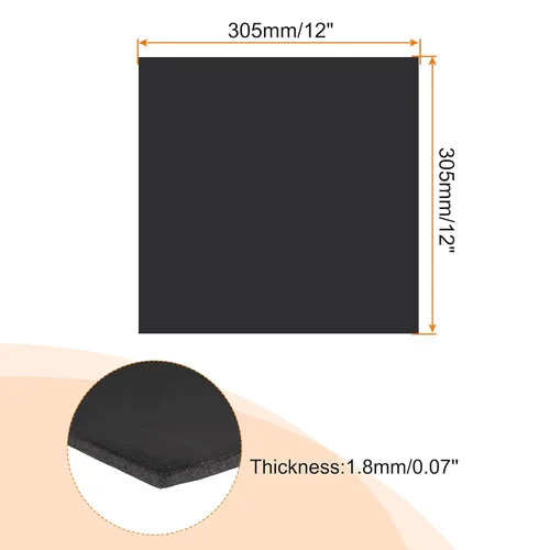 Vista 2 de MECCANIXITY EPDM Hoja de goma negra 12 '' longitud 12 '' ancho 0.07 '' grueso 60A durómetro para tira de sellado de puerta