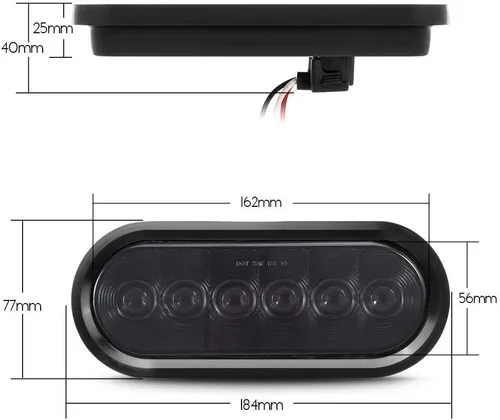 Vista 4 de Partsam Luces traseras LED ovaladas de 6 pulgadas rojas para remolque, con ojales sellados, ahumados, para freno, para remolques, camiones