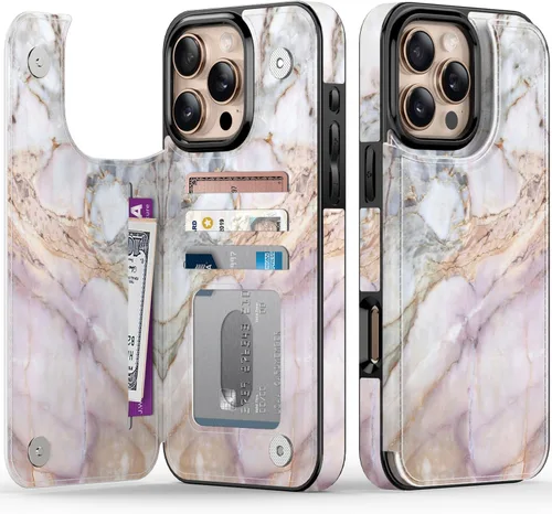 Vista 1159 de LETO para iPhone 15 Pro Funda tipo cartera - Tapa tipo folio con patada - Diseños de moda - Tarjetero - Funda protectora para mujeres y niñas - 6.1