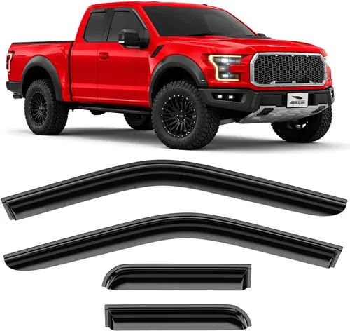 Vista 14 de Voron Glass Protectores de lluvia extra duraderos con cinta adhesiva para Chevrolet (Chevy) Silverado 2500HD/3500HD 2007-2014 cabina extendida Negro