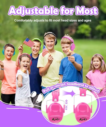 Vista 7 de PROHEAR 032 2.0 Auriculares con cancelación de ruido para niños, reducción de ruido de 25 dB, orejeras sensoriales ajustables de protección de oídos