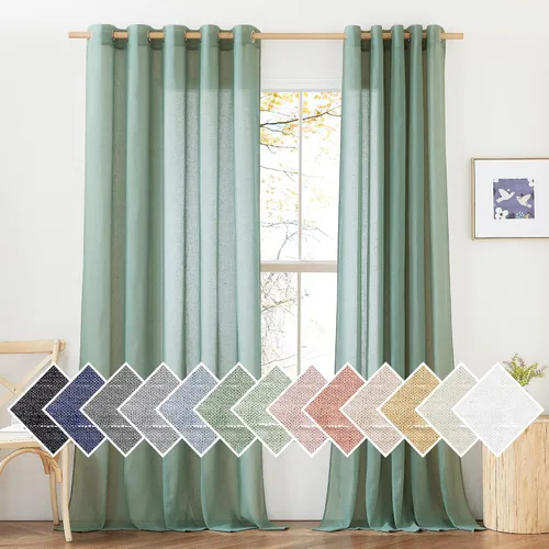 Vista 152 de NICETOWN Cortinas semitraslúcidas para ventana de cocina con ojales, 29 pulgadas de ancho x 24 pulgadas de largo, color blanco, cortinas