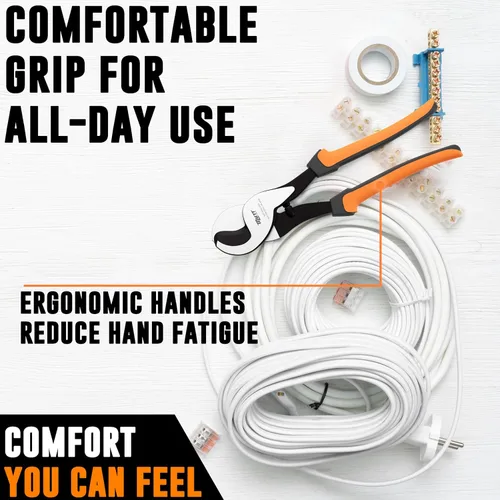 Vista 4 de Mutt Tools - Cortadores de cables de alta resistencia de 10 pulgadas para cables eléctricos, tijeras profesionales para cobre y aluminio, corta