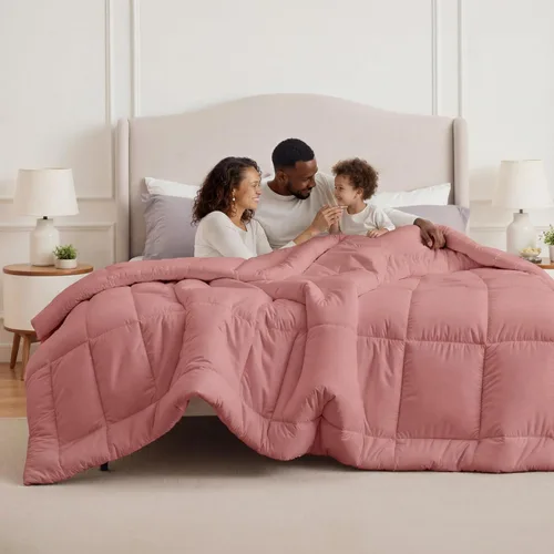 Vista 65 de Bedsure - Relleno de edredón acolchado tamaño Queen Plus, para todas las estaciones, ropa de cama alternativa de plumón GentleSoft, con 8 pestañas