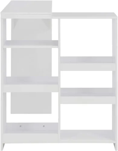 Vista 4 de White Bar Table with Adjustable Shelf 54.3"x15.4"x43.3" Counter Height Space Saving Modern Design for Kitchen Dining Room Small Spaces