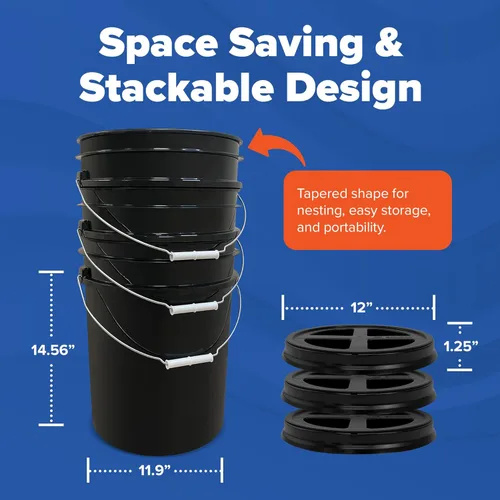 Vista 4 de ePackageSupply Cubo de plástico de grado alimenticio de 5 galones con tapa de sello gamma Fabricado en Estados Unidos Sin BPA Resistente 90