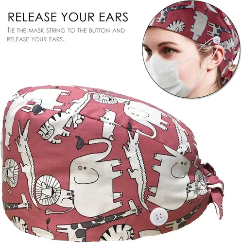 Vista 4 de Poetele - 2 gorras de trabajo con botón para la sudoración ajustable, para mujeres y hombres