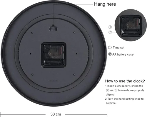 Vista 9 de Lafocuse Reloj de pared de 12 pulgadas, silencioso, con forma de gato, funciona con pilas, analógico, en color negro, para habitación de niñas