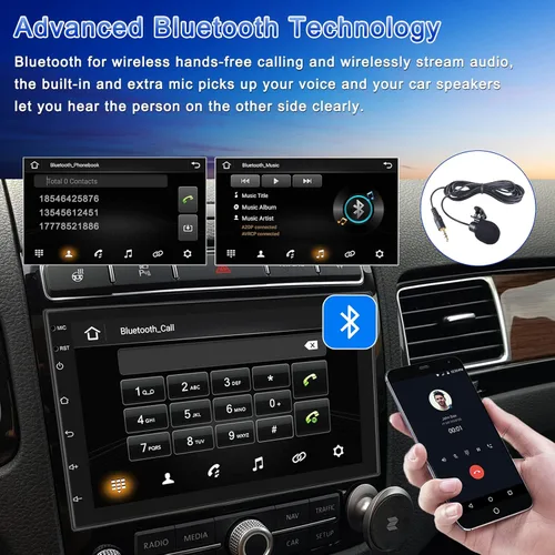 Vista 7 de Apple Carplay Android Auto Dual DIN Android 11 Car Stereo Hikity 7 pulgadas pantalla táctil radio de coche con Bluetooth GPS navegación HiFi sonido
