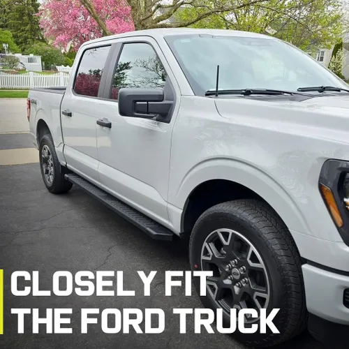 Vista 2 de COMNOVA Estribos Compatibles con Ford F-150 Crew Cab 2004-2014 (4 puertas de tamaño completo), diseño de almohadilla de paso de 6 pulgadas, barras