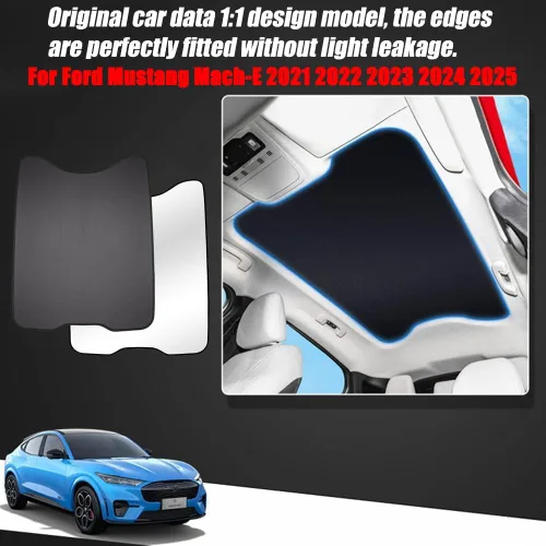 Vista 5 de Blazeray Parasol Mach E para Ford Mustang 2021, 2022, 2023, accesorios Mach-E, parasol plegable para techo de vidrio con cubiertas reflectantes