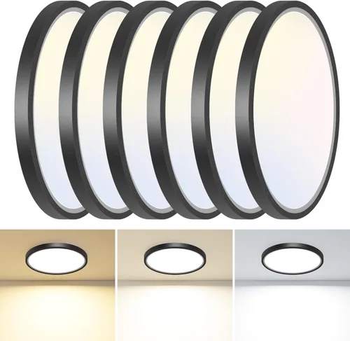 Vista 31 de Lámparas de techo de montaje empotrado, 3000K-4000K-6500K y 100W equivalentes a luces LED planas para techo de habitación, luces de techo redondas
