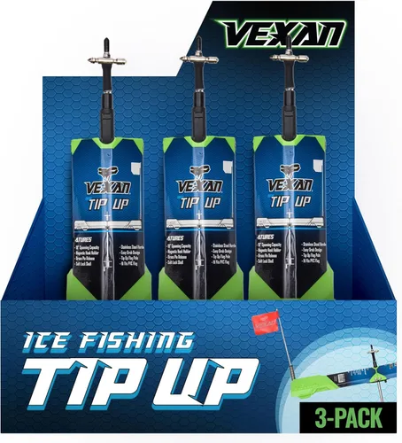 Vexan Indicador de Mordida para Pesca en Hielo - Indicadores de Mordida de Alta Visibilidad en Verde para Pesca en Hielo con Bandera Reflectante de