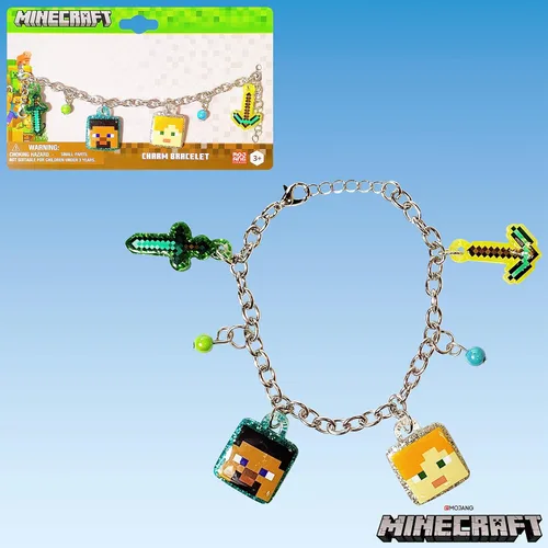 Vista 5 de LUV HER Pulsera de Minecraft de 7" con 4 dijes de metal - Minecraft - A partir de 3 años