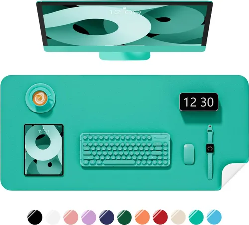 Vista 13 de Alfombrilla para escritorio, 23.6" x 13.8" de piel sintética PU, antideslizante, gran mouse pad para escritorio, alfombrilla impermeable