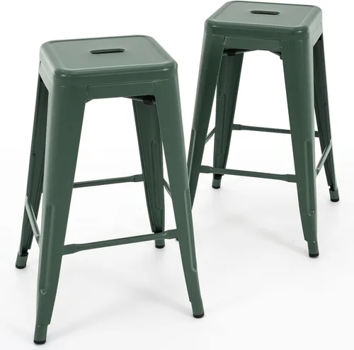 Vista 45 de Taburete Vogue Furniture Direct de 24 pulgadas, taburete de metal sin respaldo, taburete alto para encimera de interior o exterior con asiento
