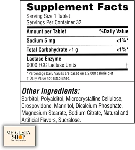Vista 4 de Equate - Suplemento dietético de acción rápida para alivio de lácteos con enzima lactasa, tabletas masticables con sabor a vainilla, 32