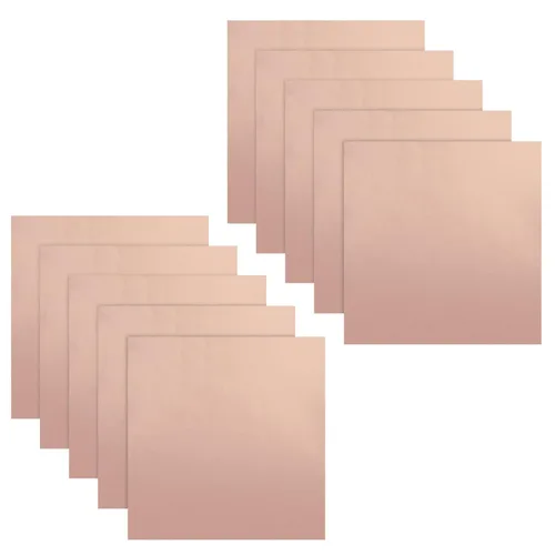 10 hojas de lámina de cobre de 6 x 6 pulgadas, cinta de aluminio de cobre de 0.233 in (0.006 pulgadas de grosor) con adhesivo conductor de doble