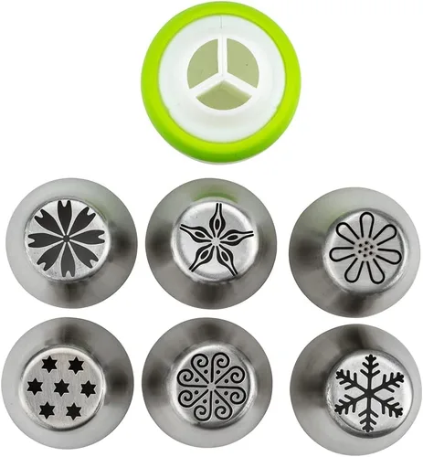 Vista 6 de Restaurantware Pastry Tek - Juego de puntas de tubería rusas de 17 piezas duraderas para decoración de tartas, 6 puntas de tubería, 10 bolsas