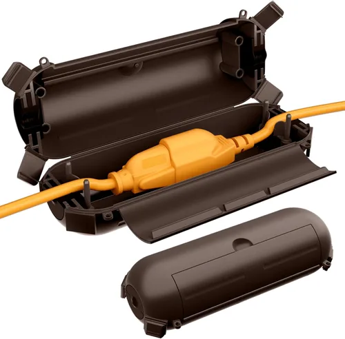 Vista 11 de RESTMO Paquete de 2 fundas compactas para cable de extensión para exteriores, caja impermeable IP44 y funda de seguridad, ideal para proteger