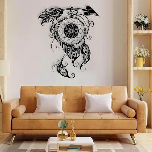 Vista 2 de Decoración de pared de metal atrapasueños, decoración de pared grande y bohemia, atrapasueños bohemio, diseño de atrapasueños, decoración de pared