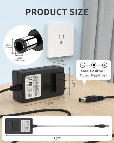 Vista 4 de Cargador de fuente de alimentación de adaptador de CA de 18 V 2 A [18 voltios 2 amperios de potencia de conmutación regulada] con 11 enchufe de CC
