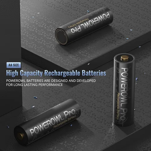 Vista 2 de POWEROWL Baterías AA recargables, alta capacidad de 2800 mAh, batería Premium NiMH doble A -12