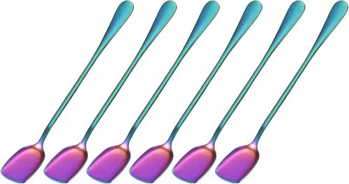 Vista 11 de uxcell Juego de 6 cucharas de helado de acero inoxidable, cucharas de yogur de 7.5 pulgadas, cucharas de postre, cucharas de pastel para el hogar