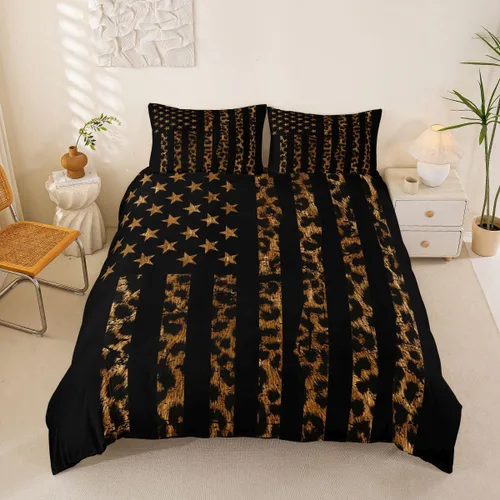 Vista 47 de Funda de edredón rústica tamaño Queen, juego de ropa de cama retro para cabaña de cabaña, oso de caza, ciervo, hojas de arce, funda de edredón