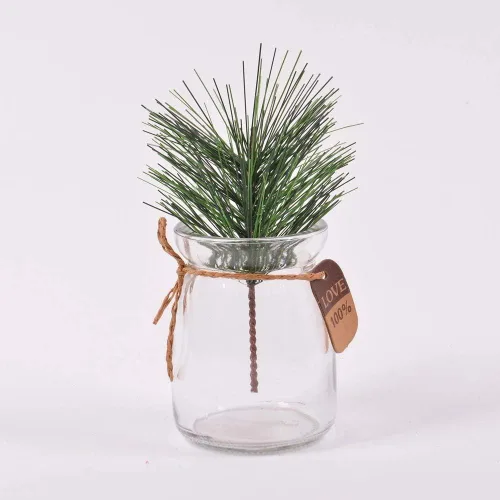 Vista 4 de Agujas artificiales de pino verde, ramas pequeñas, tallos para arreglos florales de Navidad, coronas y decoraciones navideñas, 20 ramas