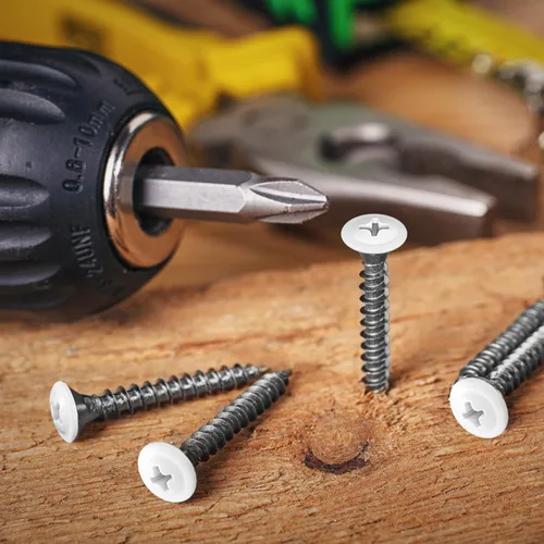 Vista 5 de Peryiter 150 tornillos de obturador #8 con cabeza blanca de 1/2 pulgada, 3/4 pulgadas, 5/8 pulgadas, 1 pulgada, 1-1/2 pulgadas, tornillos blancos