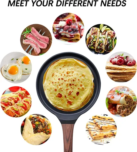 Vista 6 de Vinchef Sartén antiadherente para crepes, sartén de 11 pulgadas para tortillas Dosa Tawa, tortillas, panqueques crujientes, sartén para panqueques a