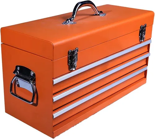 Edward Tools Caja de herramientas de metal portátil con cajones de 20 pulgadas, cerradura central con llave para mayor seguridad, acabado resistente