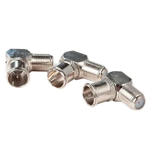 Vista 3 de Ancable Paquete de 3 adaptadores tipo F de ángulo recto, conector F-Pin de empuje rápido macho a hembra de 90 grados para TV montada en la pared