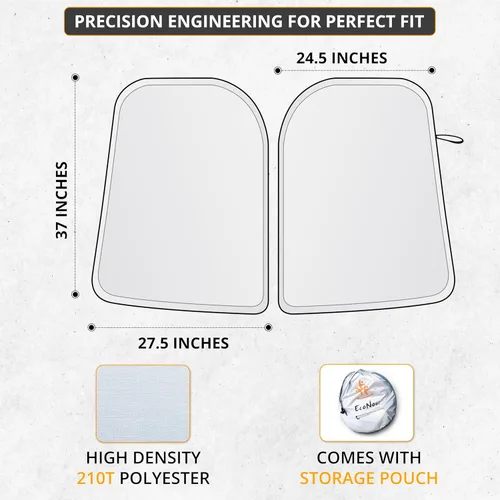 Vista 3 de Parasol para parabrisas Tesla para los modelos 3 e Y, tamaño (37 x 28 pulgadas), parasol reflectante premium 240T, protector térmico, protección UV