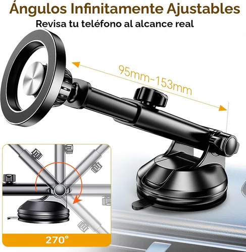 Vista 7 de Coolpow para Soporte de Coche MagSafe【Parabrisas+Ventilación+Tablero】Soporte Magnético de Teléfono para Coche Soporte de Montaje de Teléfono