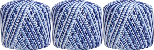 Vista 20 de Threadart Hilo de ganchillo multicolor 100% algodón puro - Azul mezclilla abigarrado - Talla 3 - Color 49