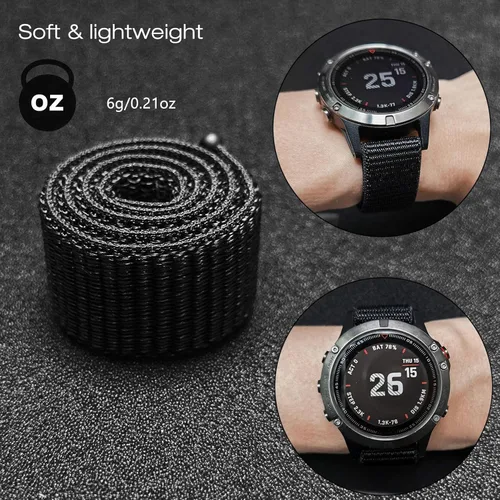 Vista 3 de Abanen Correa de reloj de secado rápido con gancho y bucle para Fenix 7X Fenix 6X Fenix 5X Instinct 2X, correa deportiva ultraligera de nailon