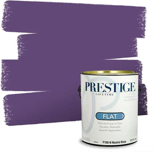 Vista 52 de PRESTIGE Pinturas de pintura interior e imprimación en uno, 1 galón, plano, combinación comparable de Sherwin Williams* Kimono Violet*