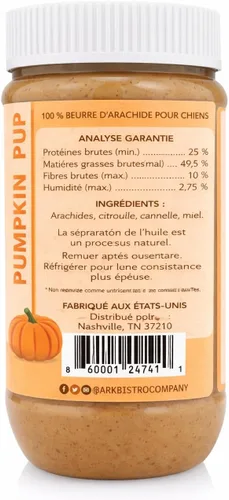 Vista 3 de Pumpkin Pup Buddy Budder, mantequilla de maní para perro 100% natural, golosinas saludables de mantequilla de maní para perros, fabricadas