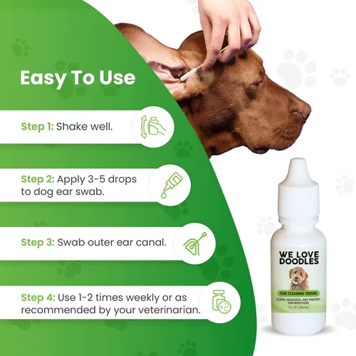 Vista 3 de We Love Doodles Suero para oídos para perros Ingredientes ecológicos Fabricado en los Estados Unidos Gotas para los oídos para perros