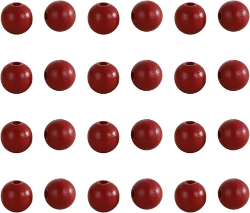 Vista 22 de 100 cuentas redondas de madera de 0.630 in con agujero de 0.157 in, cuentas de madera verde manzana para proyectos de macramé, guirnalda