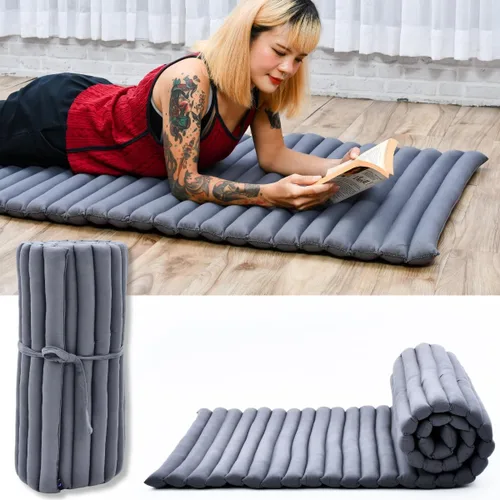 Vista 16 de Leewadee - Colchón de suelo plegable - Futón japonés enrollable -Alfombra de tatami triple pliegue - Cama de piso para invitados - Colchón