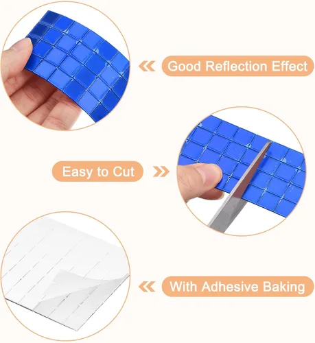 Vista 4 de uxcell 600 azulejos autoadhesivos de discoteca de 0.394 x 0.394 in, mini mosaico, azulejos cuadrados de vidrio para manualidades, bolas