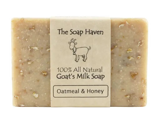 Vista 6 de Jabón de avena – 4 barras de jabón de leche de cabra de avena y miel, hechas a mano en Estados Unidos, todo natural, sin perfume, sin SLS, sin