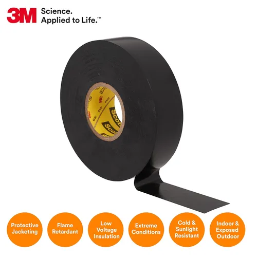 Vista 2 de 3M Scotch Super 33+ - Cinta eléctrica, 1 pulgada x 36 yardas (108 pies), vinilo de alta calidad para todo tipo de clima, resistente a la abrasión