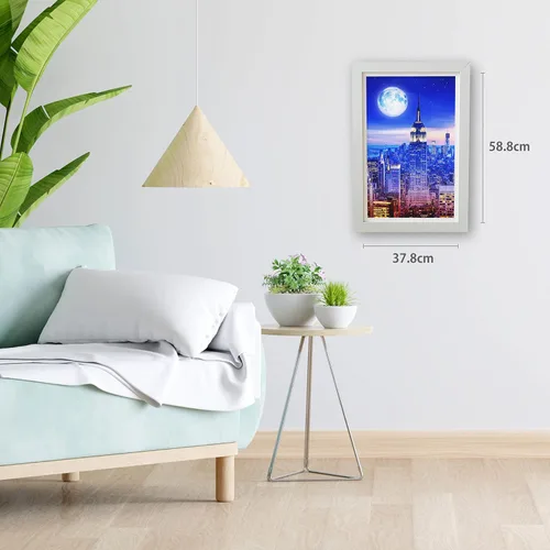Vista 2 de Pintoo Rompecabezas de 1000 piezas para adultos, serie Moon Night, construcción de Nueva York, hermoso rompecabezas de plástico para decoración
