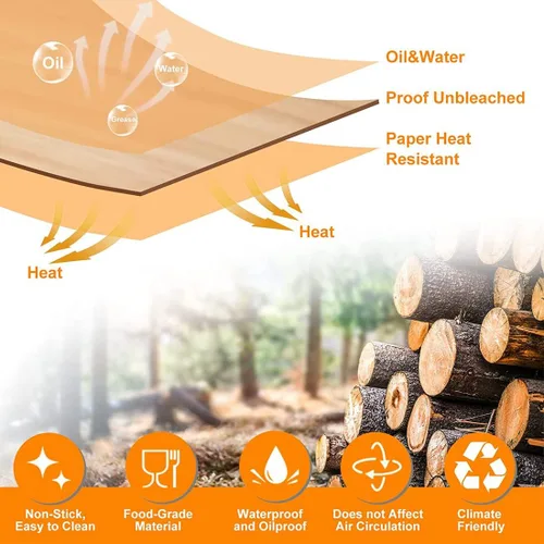 Vista 5 de Forros desechables para freidora de aire Ninja Dual, 100 forros rectangulares antiadherentes de papel pergamino para DZ201, DZ401, Instant Vortex