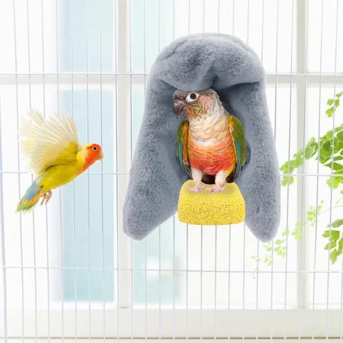 Vista 2 de Manta acogedora para pájaros, jaula de loro, cabaña cálida, nido de pájaros, hamaca colgante para periquitos, cacatúas, conure, gris africano
