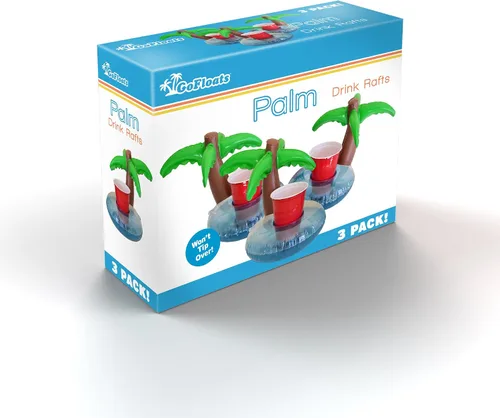 Vista 7 de GoFloats Inflatable Pool and Hot Tub Drink Holders (3 Pack) (Choose - Unicorn, Flamingo, Palm Tree and More)